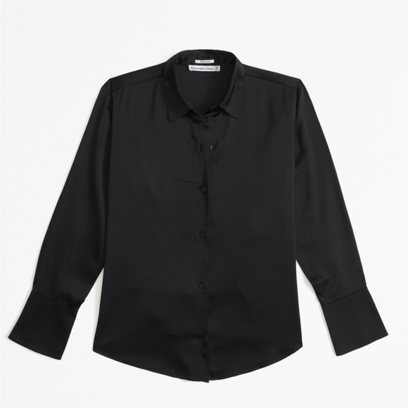 Abercrombie & Fitch black satin blouse. Never worn! - Picture 1 of 5